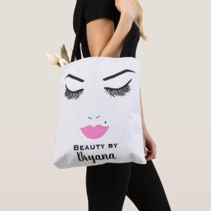 Beauty Makeup Face Lashes & Pink Lips Salon Tote Bag