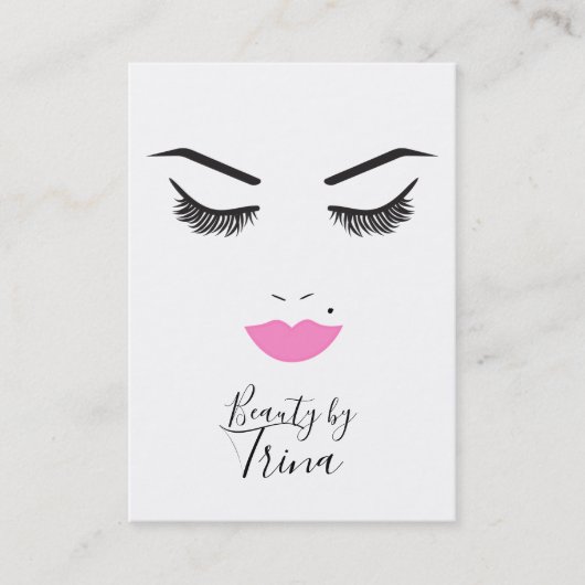 Beauty Makeup Face Lashes & Pink Lips Salon Visitekaartje (Voorkant)