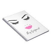 Beauty Makeup Face Lashes & Roze Lips Chic Notitieboek (Rechterzijde)
