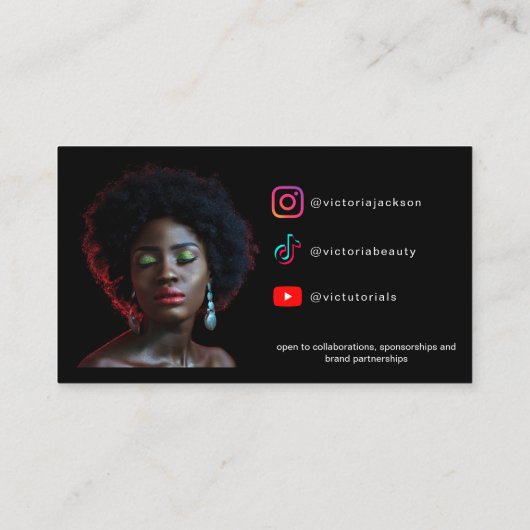 Beauty Makeup Influencer Faux Iridescent Custom Visitekaartje (Achterkant)