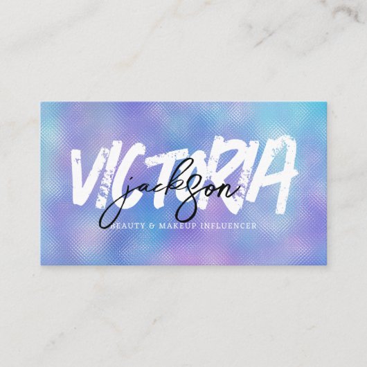 Beauty Makeup Influencer Faux Iridescent Custom Visitekaartje (Voorkant)