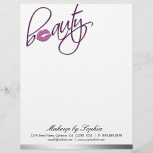 Beauty Makeup Letterhead Sparkle Lips Paars Pink Briefhoofd