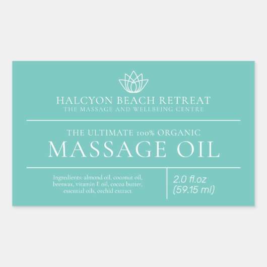 Beauty massage olie aqua product ingrediënt label (Voorkant)