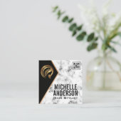 Beauty Metallic Logo | QR Code | Marmeren vierkant Vierkante Visitekaartje (Staand voorkant)