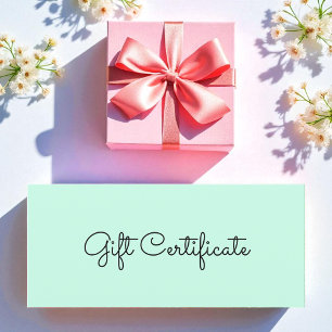 Beauty Mint Green Business Gift Certificate