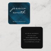 Beauty Mode Blue Fabric Simple Vierkante Visitekaartje (Voorkant / Achterkant)