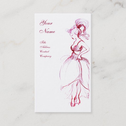 BEAUTY, MODE DESIGNER, rood wit Visitekaartje (Voorkant)