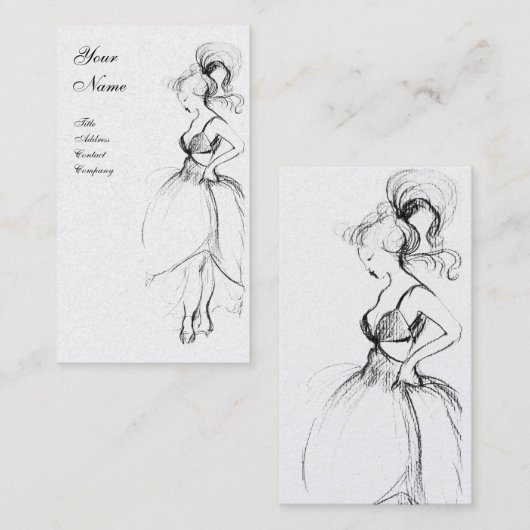 BEAUTY, MODE DESIGNER ,zwart-witte parel Visitekaartje (Voorkant / Achterkant)