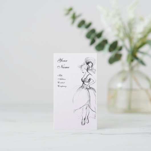 BEAUTY, MODE DESIGNER ,zwart-witte parel Visitekaartje (Staand voorkant)