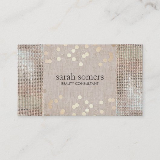 Beauty & Mode Gold Confetti Silver Sequins Visitekaartje (Voorkant)