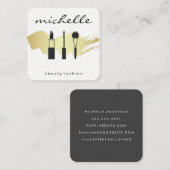 Beauty Mode Makeup Gold geborsteld Vierkante Visitekaartje (Voorkant / Achterkant)