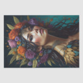 Beauty mysterious black haired flower woman v2 tissuepapier (Voorkant)