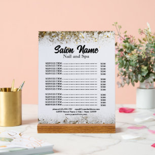Beauty Nail Salon Prijs Lijst menu goud confetti Acryl Bord