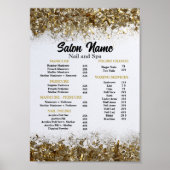Beauty Nail Salon Prijs Lijst menu goud confetti Poster (Voorkant)