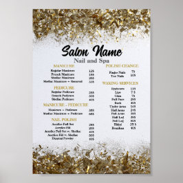 Beauty Nail Salon Prijs Lijst menu goud confetti Poster