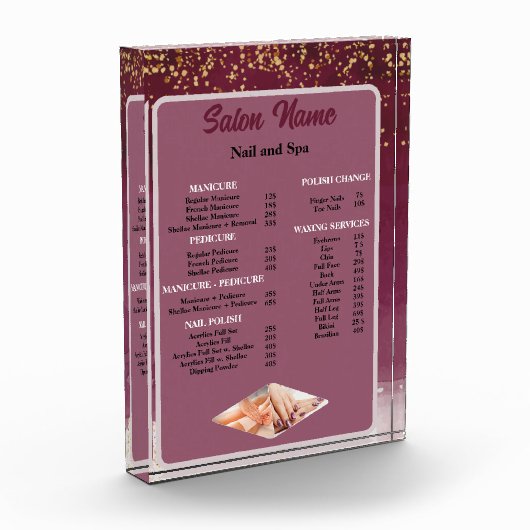 Beauty Nail Salon Prijs Lijst menu rood paarse Fotoblokken (Links)