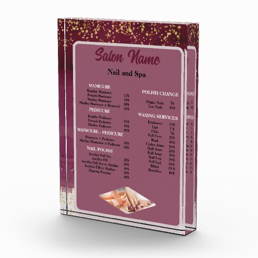 Beauty Nail Salon Prijs Lijst menu rood paarse Fotoblokken (Rechts)