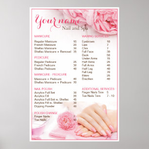 Beauty Nail Salon-prijslijst Poster