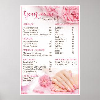 Beauty Nail Salon-prijslijst Poster