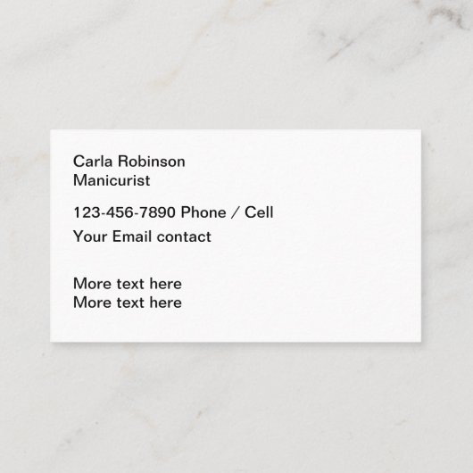 Beauty Nails Manicure Visitekaartje (Achterkant)