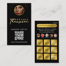 Beauty Nails Social Media Black Gold Loyalty Kaart Visitekaartje