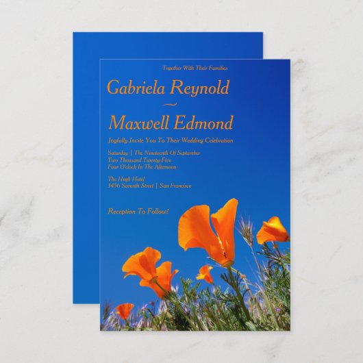 Beauty Natuur Bloemen Californië Poppy Bruiloft Kaart (Voorkant / Achterkant)