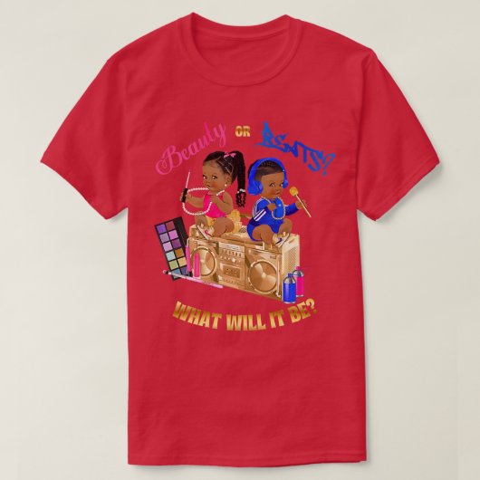 Beauty of Beats Baby Gender onthullen Royal Blue H T-shirt (Design voorkant)