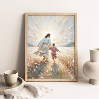 Beauty of Faith, Christian Wall Art, Jesus and Boy Poster