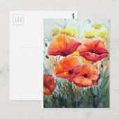 BEAUTY OF FLOWER POPPIES , WATERCOLOR PAINTING BRIEFKAART (Voorkant / Achterkant)