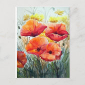 BEAUTY OF FLOWER POPPIES , WATERCOLOR PAINTING BRIEFKAART (Voorkant)