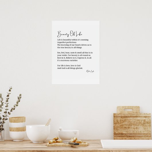 Beauty of Life Inspirerend gedicht Wall Art Poster (Keuken)