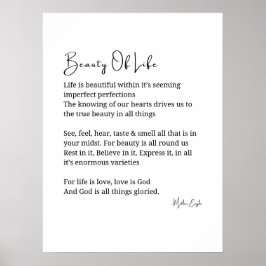 Beauty of Life Inspirerend gedicht Wall Art Poster
