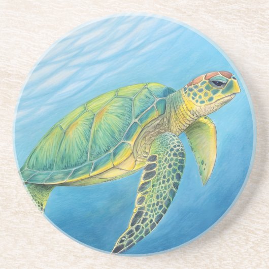 Beauty of the turtle zandsteen onderzetter (Voorkant)