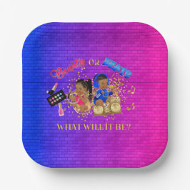 Beauty or Beats Blauw Roze Goud Geslacht Reveal Papieren Bordje