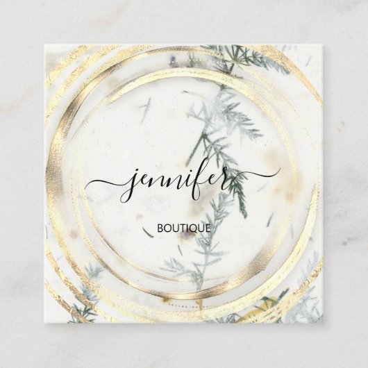 Beauty Organic Bio Shop Gold QRCode Logo Soap Vierkante Visitekaartje (Voorkant)