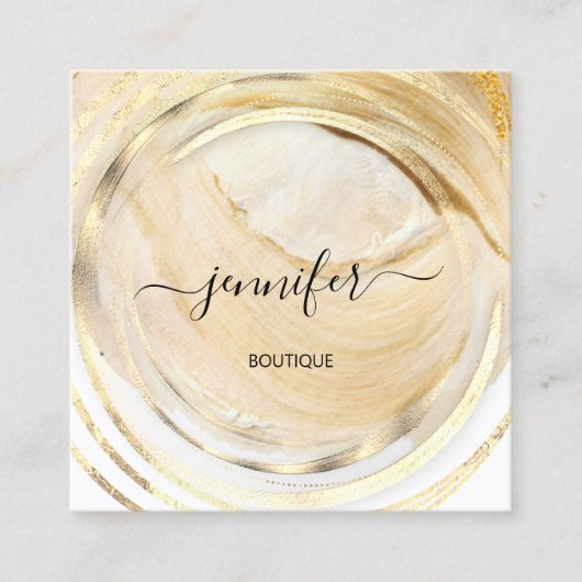 Beauty Organic Bio Shop QR Logo Soap Balm Gold Vierkante Visitekaartje (Voorkant)
