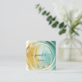 Beauty Organic Bio Shop QR Logo Soap Green Gold Vierkante Visitekaartje (Staand voorkant)