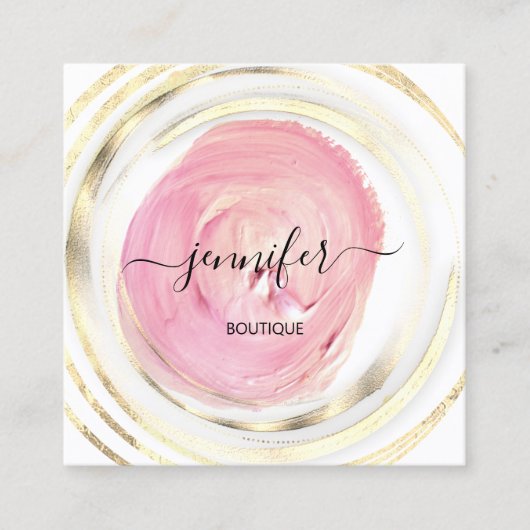 Beauty Organic Bio Shop QR Logo Soap Pink White Vierkante Visitekaartje (Voorkant)