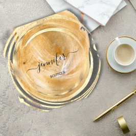 Beauty Organic Shop QR Code Logo White Gold Paint Vierkante Visitekaartje
