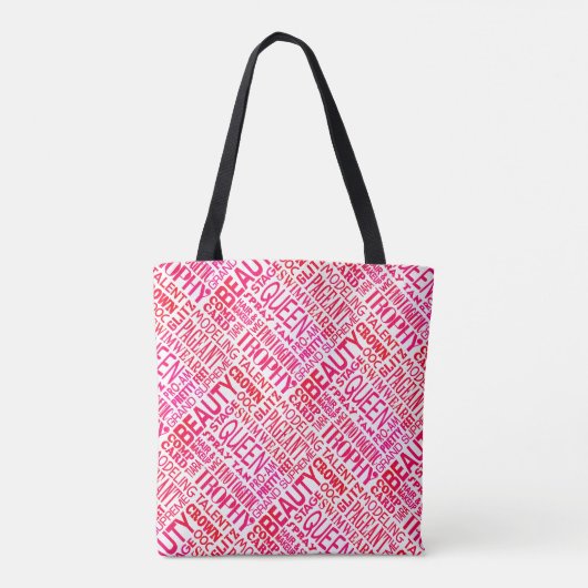 Beauty Pageant - Roze mooie woorden afdrukken Tote Bag (Achterkant)