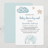 Beauty Pastel Blue Elephant Baby shower by Mail Kaart (Voorkant / Achterkant)