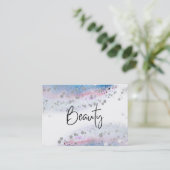 *~* BEAUTY - Pastel Blue Waterverf Silver Glitter Visitekaartje (Staand voorkant)