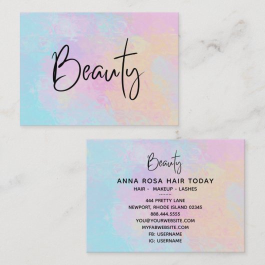 *~* BEAUTY Pastel Girly Soft  Rainbow Modern Visitekaartje (Voorkant / Achterkant)