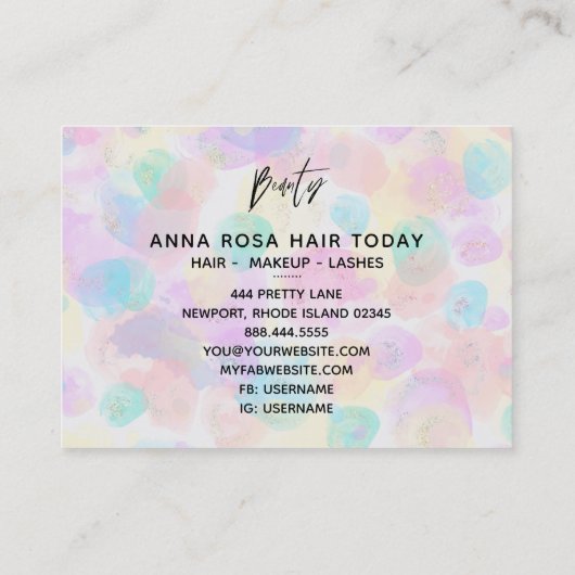 ** BEAUTY Pastel Kleurrijke regenboog Modern Abstr Visitekaartje (Achterkant)