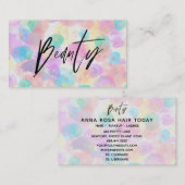 ** BEAUTY Pastel Rainbow Waterverf Glitter Visitekaartje (Voorkant / Achterkant)