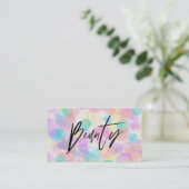 ** BEAUTY Pastel Rainbow Waterverf Glitter Visitekaartje (Staand voorkant)