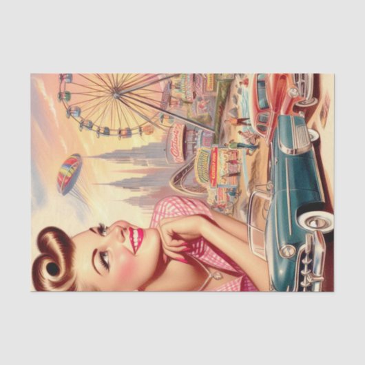 Beauty Pin-Up Illustratie Tissuepapier (Voorkant)
