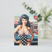 Beauty Pin Up  Meisje Briefkaart (Staand voorkant)