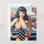 Beauty Pin Up  Meisje Briefkaart (Voorkant / Achterkant)