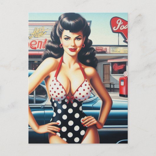 Beauty Pin Up  Meisje Briefkaart (Voorkant)